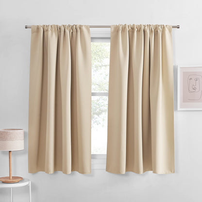 PONY DANCE Black Out Curtains 72 inch Long, Black, 2 Panels