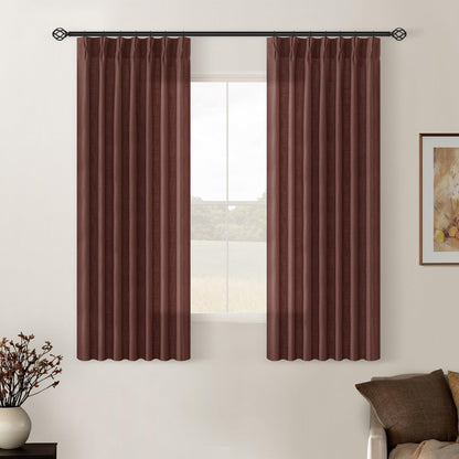 TWODRAPES Natural Pinch Pleated Linen Semi Sheer 84 Inch Curtains 2 Panels