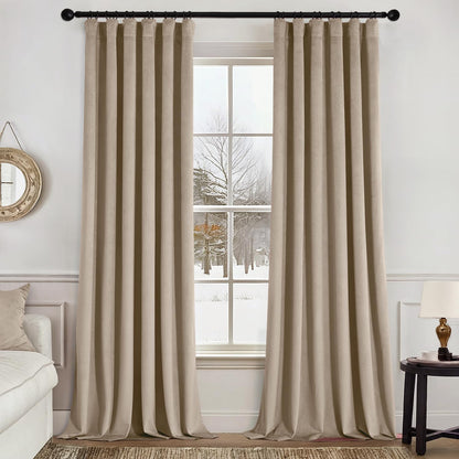 MIULEE Velvet Curtains 52x84 inches 2 Panels Olive Green Blackout Curtains