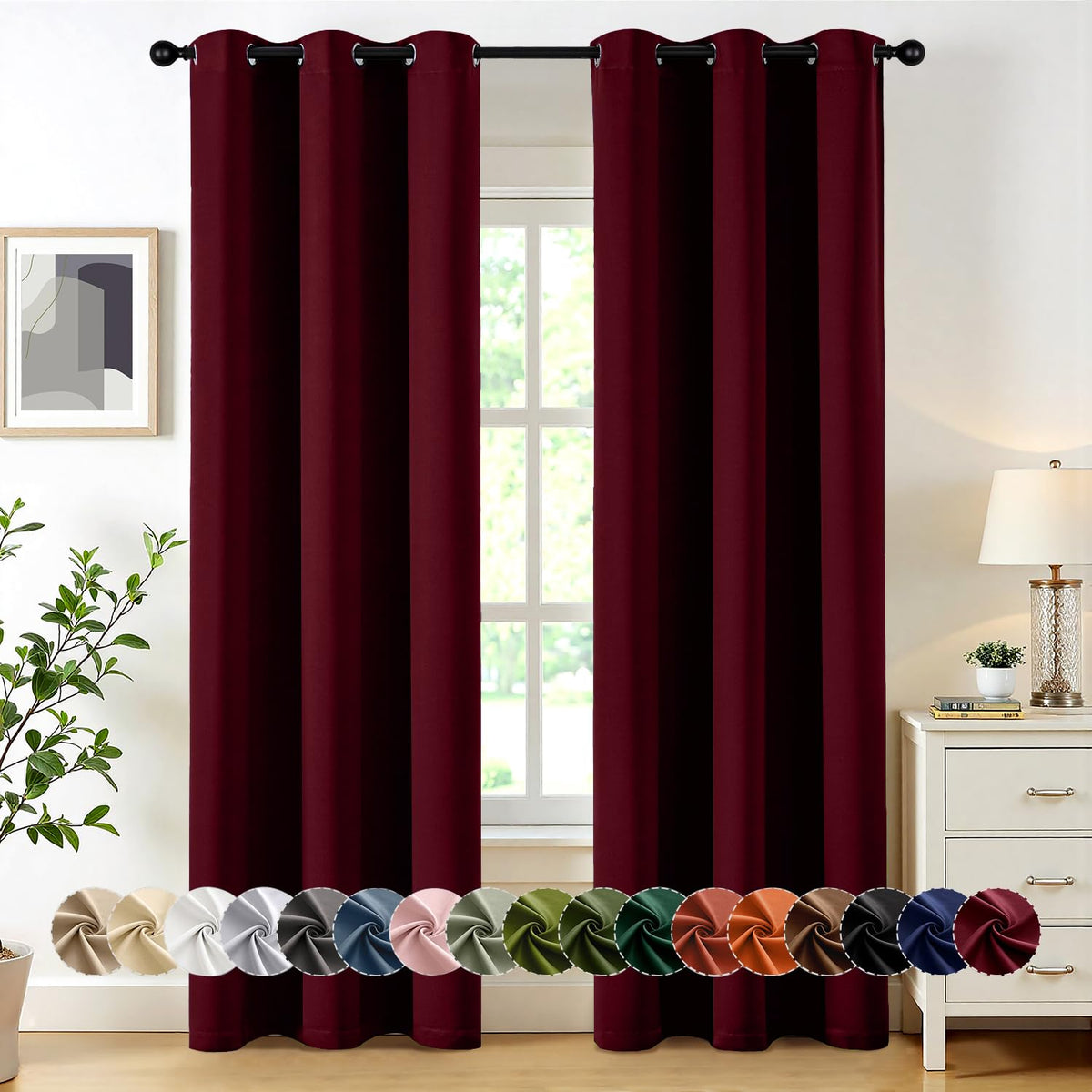 MIULEE Blackout Curtains for Bedroom 2 Panels 40 x 84 Inch Long Black