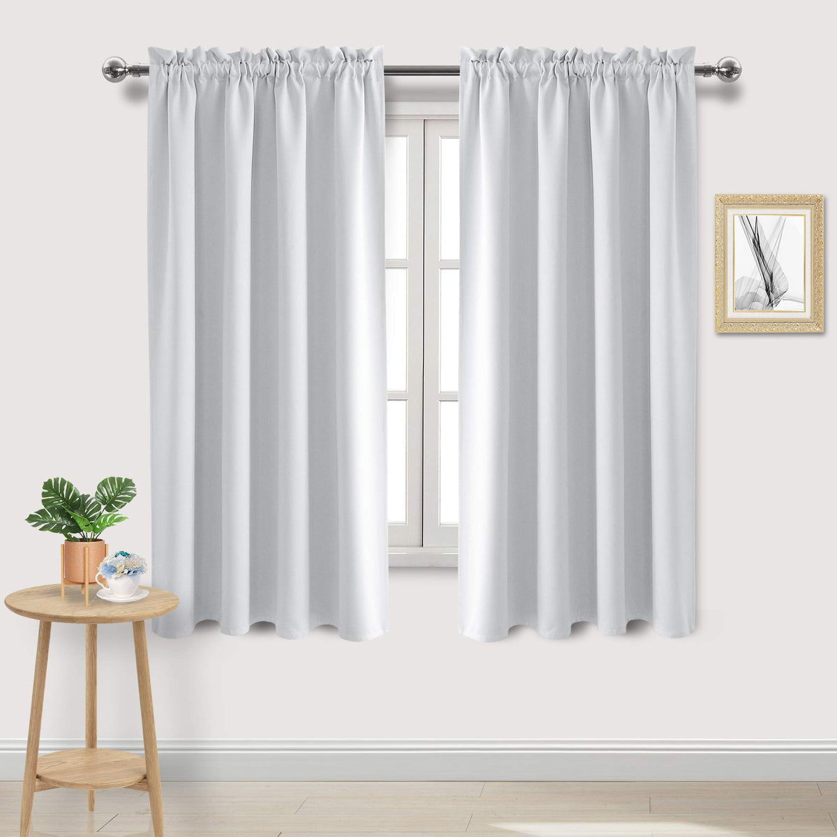 DWCN Blackout Curtains for Bedroom Living Room 42 x 63 Inch Long Black