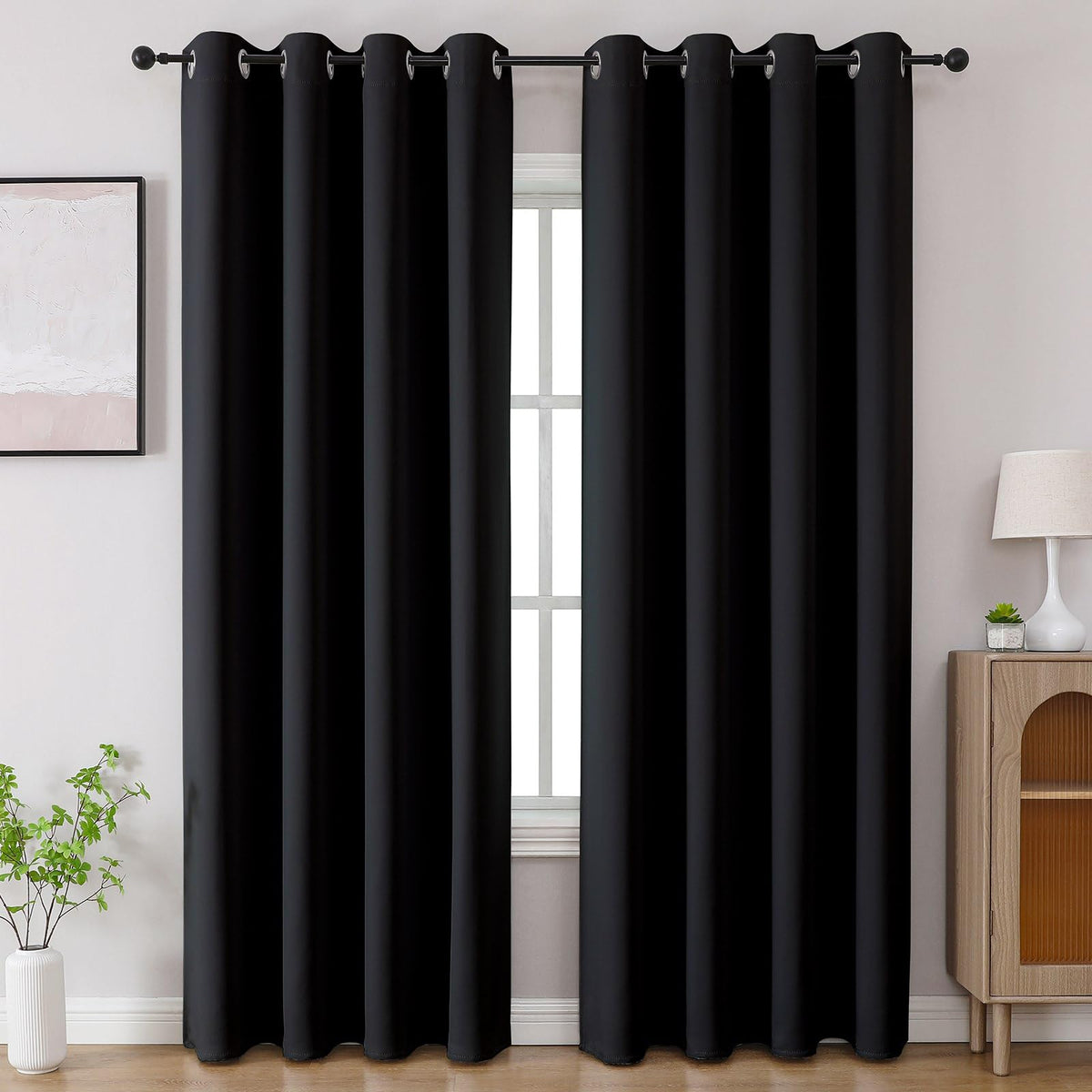 CUCRAF Beige Blackout Curtains 84 inch Length 2 Panels Set, Room Darkening Drapes for Living Room Bedroom, Thermal Insulated Light Blocking Grommet Window Curtain (W52 x L84 Inch)