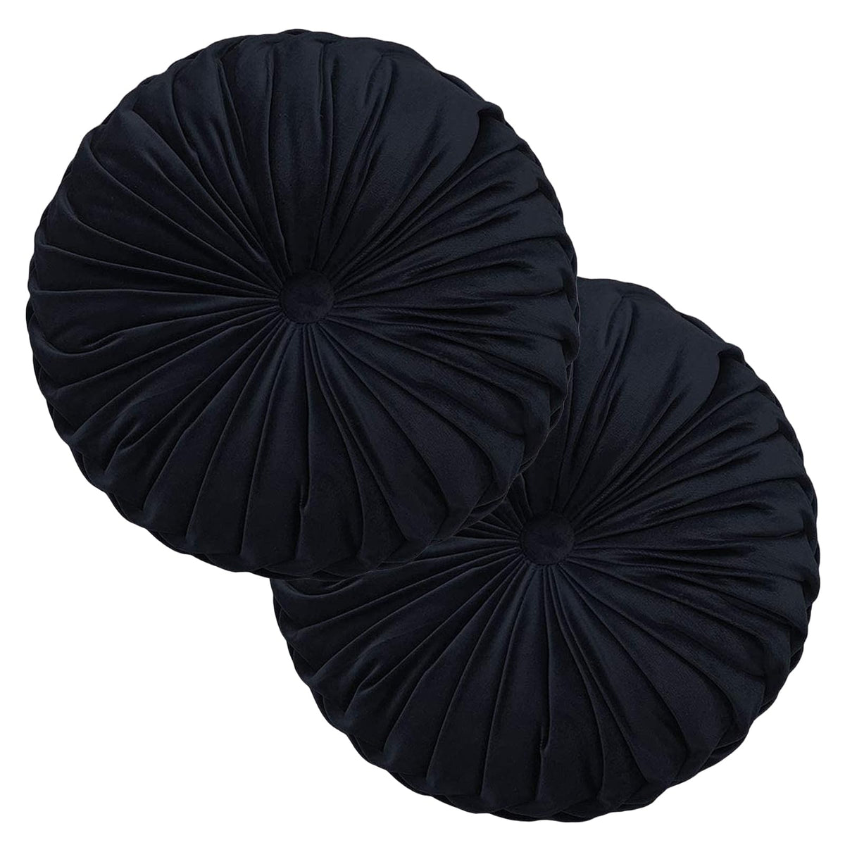 Teieas Round Throw Pillow Velvet Pleated Round Pillow Cushion Light Blue