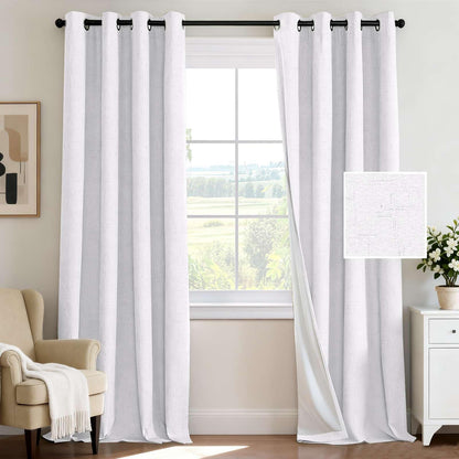 H.VERSAILTEX 100% Blackout Curtains for Bedroom 84 Inches Long Grommet Linen Face Full Light Blocking Curtain Drapes for Living Room Thermal Linen Look Curtains 2 Panels Set, 52" W x 84" L, Navy