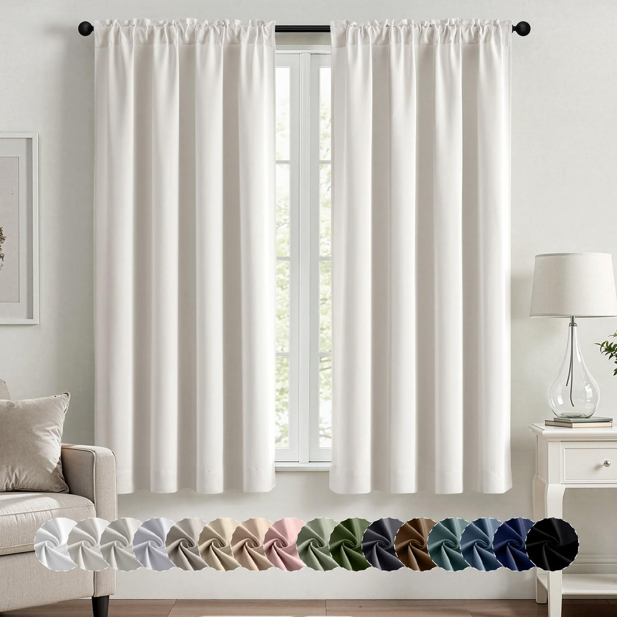 MIULEE Stone Blue Blackout Curtains for Bedroom Living Room 40"x63" 2 Panel
