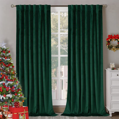 BGment Olive Green Velvet Blackout Curtains 52 x 84 Inch Length, 2 Panels