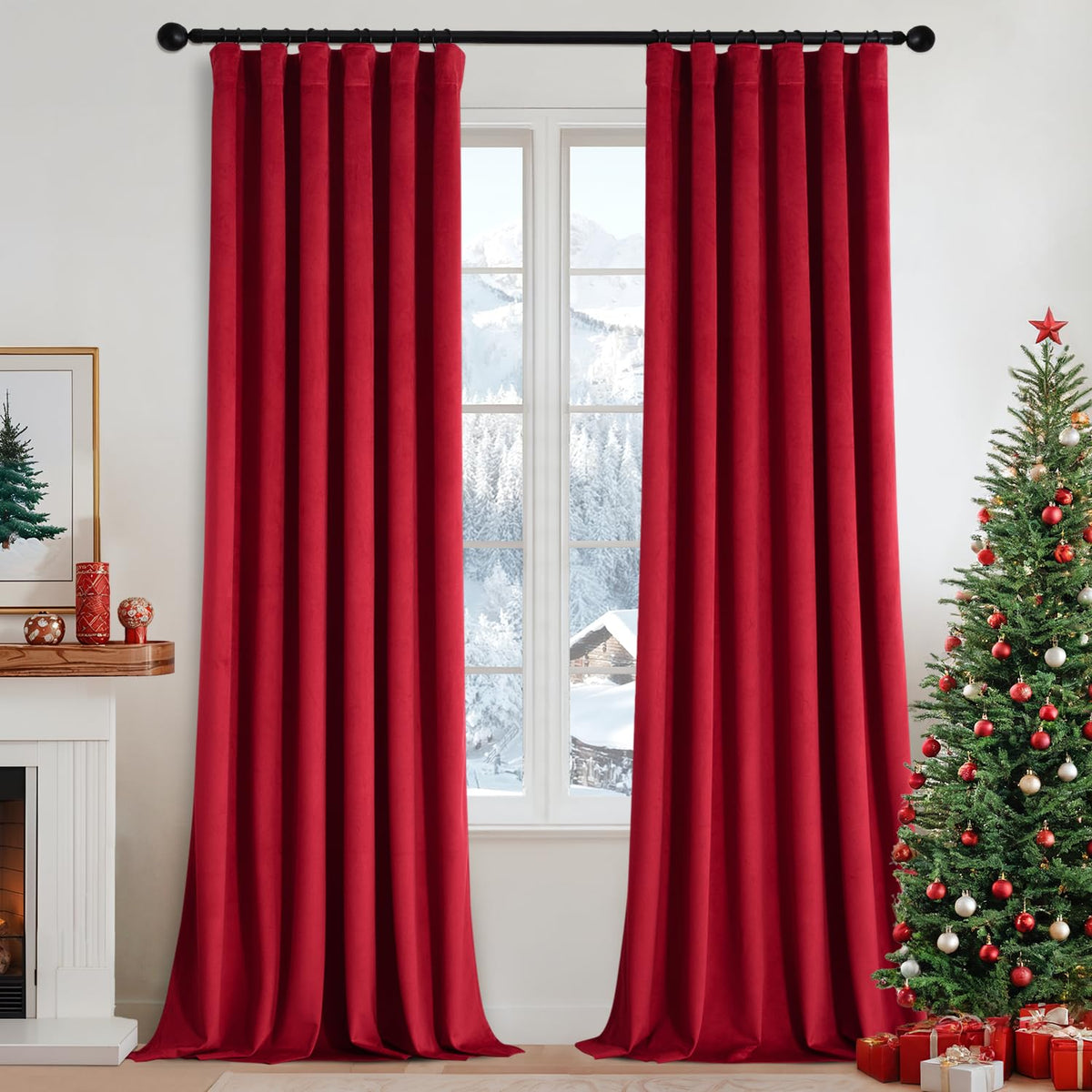 MIULEE Velvet Curtains 52x84 inches 2 Panels Olive Green Blackout Curtains