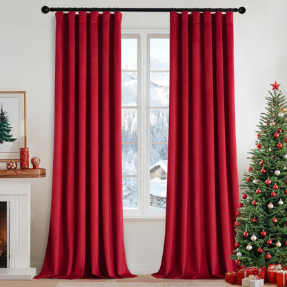 MIULEE Velvet Curtains 52x84 inches 2 Panels Olive Green Blackout Curtains