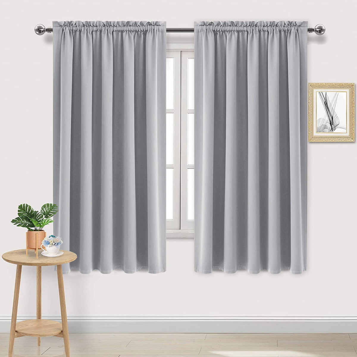 DWCN Blackout Curtains for Bedroom Living Room 42 x 63 Inch Long Black