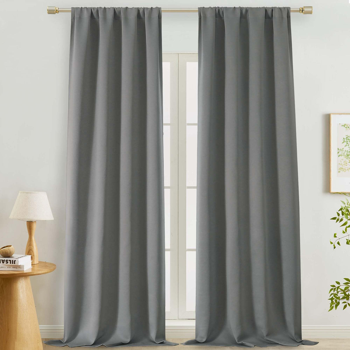 Lecloud Sage Green Room Darkening Curtains 54 Inch Length 2 Panels, Window Curtains for Bedroom, Energy Thermal Insulating Rod Pocket Curtain Drapes for Small Window, 40" W x 54" L
