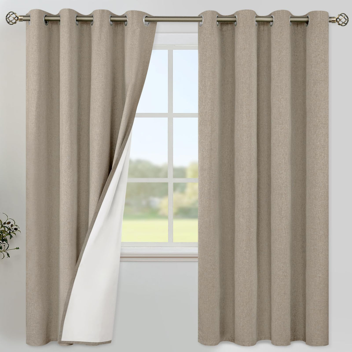 YoungsTex Black Blackout Curtains for Bedroom, Thermal Drapes Heat Blocking