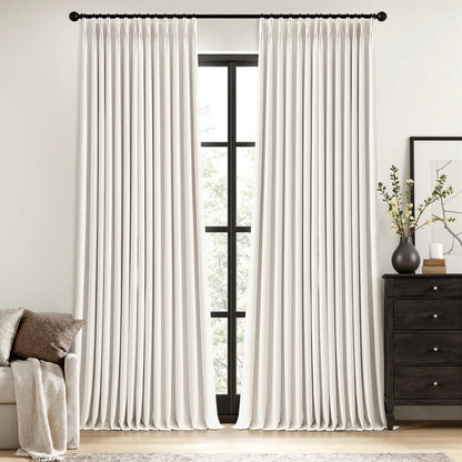 MIULEE Natural Pinch Pleated 100% Blackout Linen Curtains 40x84 Inches