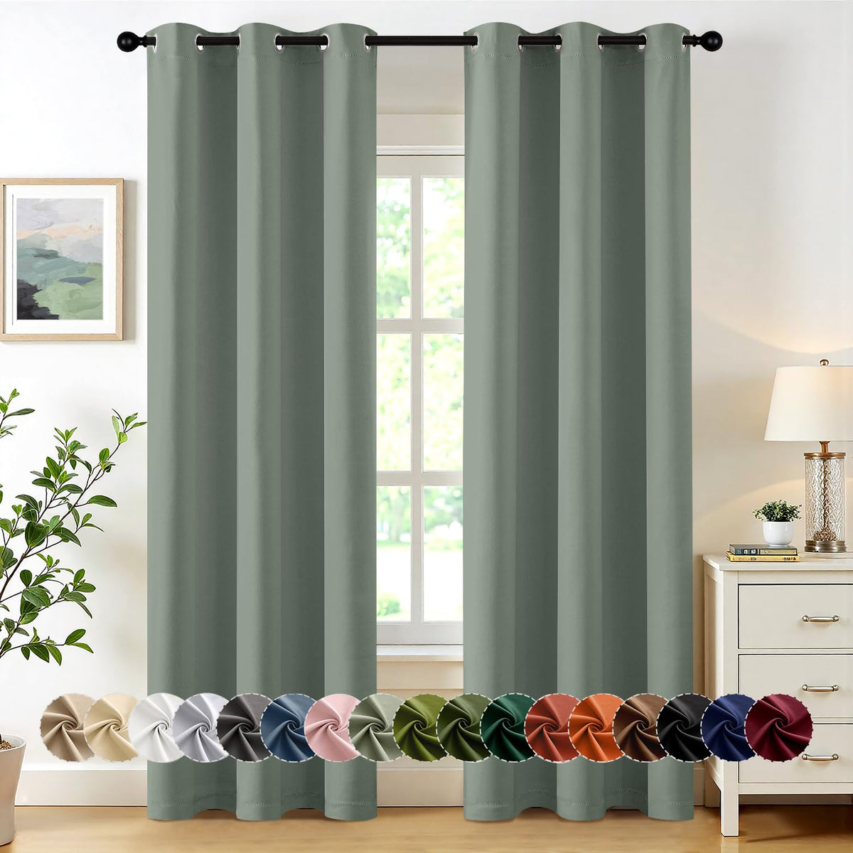MIULEE Blackout Curtains for Bedroom 2 Panels 40 x 63 Inch Long Dark Grey