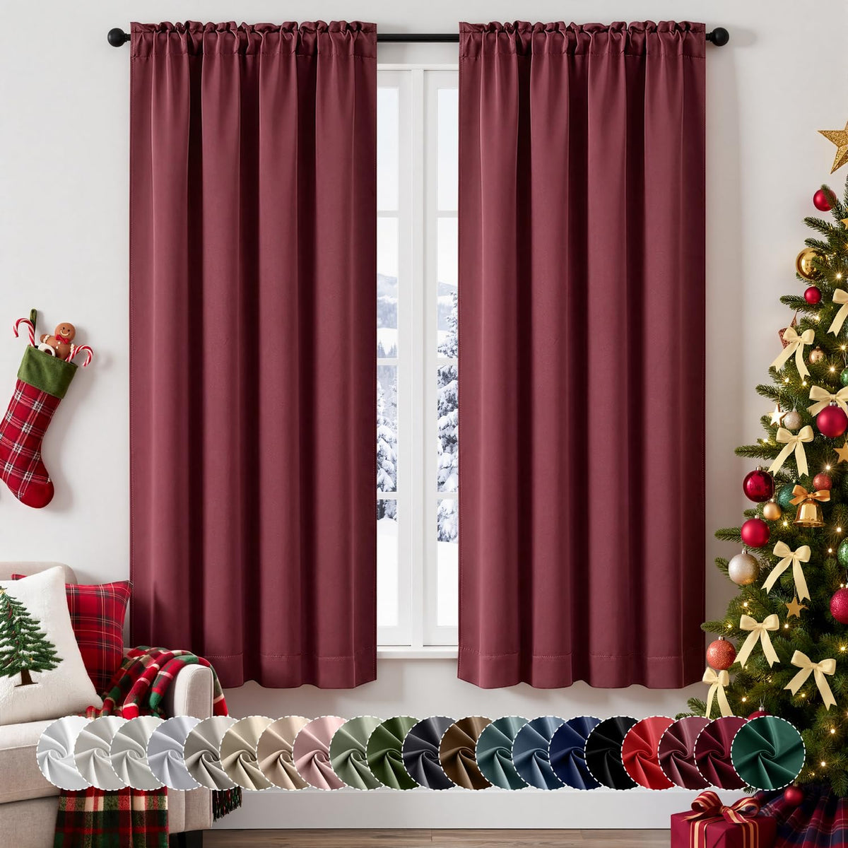 MIULEE Stone Blue Blackout Curtains for Bedroom Living Room 40"x63" 2 Panel