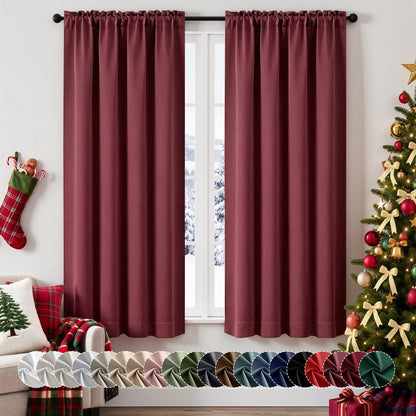 MIULEE Stone Blue Blackout Curtains for Bedroom Living Room 40"x63" 2 Panel