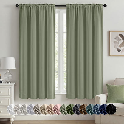 MIULEE Stone Blue Blackout Curtains for Bedroom Living Room 40"x63" 2 Panel
