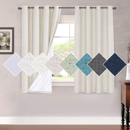 H.VERSAILTEX 100% Blackout Curtains for Bedroom 84 Inches Long Grommet Linen Face Full Light Blocking Curtain Drapes for Living Room Thermal Linen Look Curtains 2 Panels Set, 52" W x 84" L, Navy