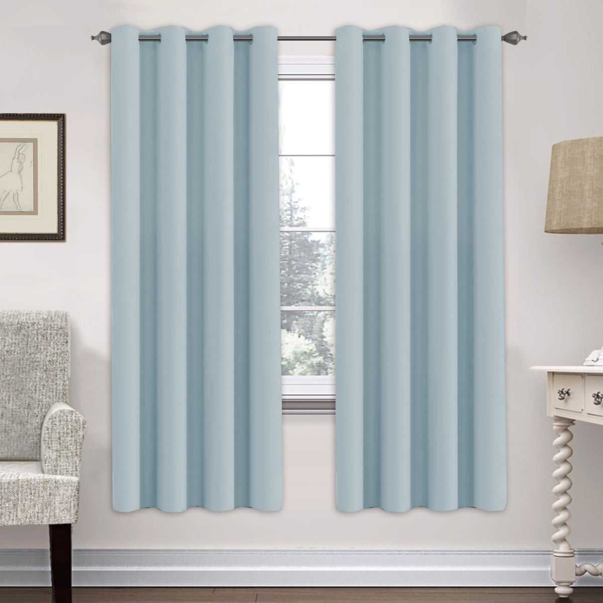 H.VERSAILTEX Blackout Curtains for Bedroom Thermal Insulated Room Darkening Living Room Curtains 63 Inch Long Grommet Privacy Protection Window Curtain Panels/Drapes for Nursery,2 Panels,Ivory/Cream