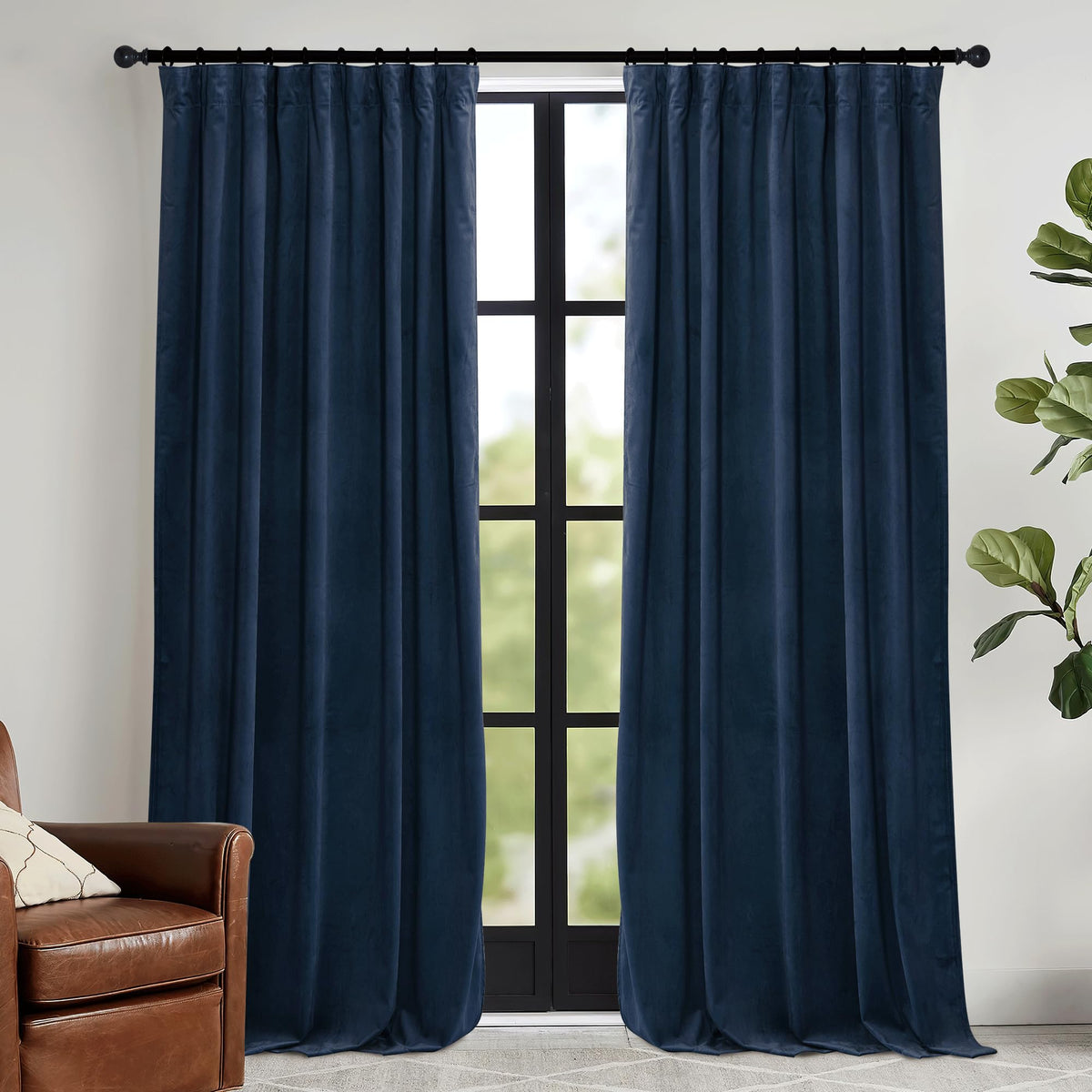 RYB HOME Sage Green Velvet Curtains 84 inches for Bedroom Living Room