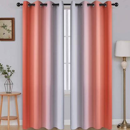 SimpleHome Ombre Black to Grey White Curtains for Living Room 52Wx84L