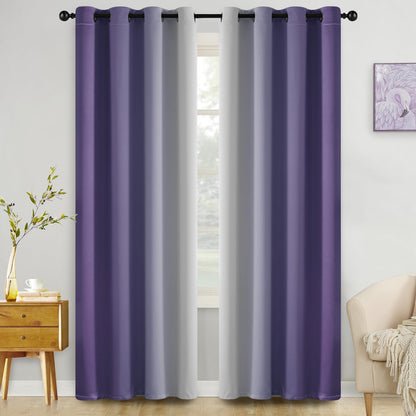 COSVIYA Grommet Room Darkening Ombre Purple Curtains W52xL63 inch