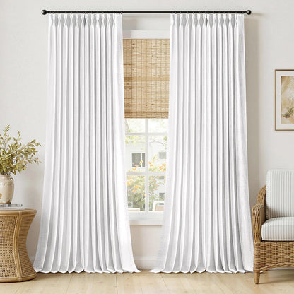 MIULEE Pinch Pleated Linen Curtains 90 Inches Long 2 Panels Natural