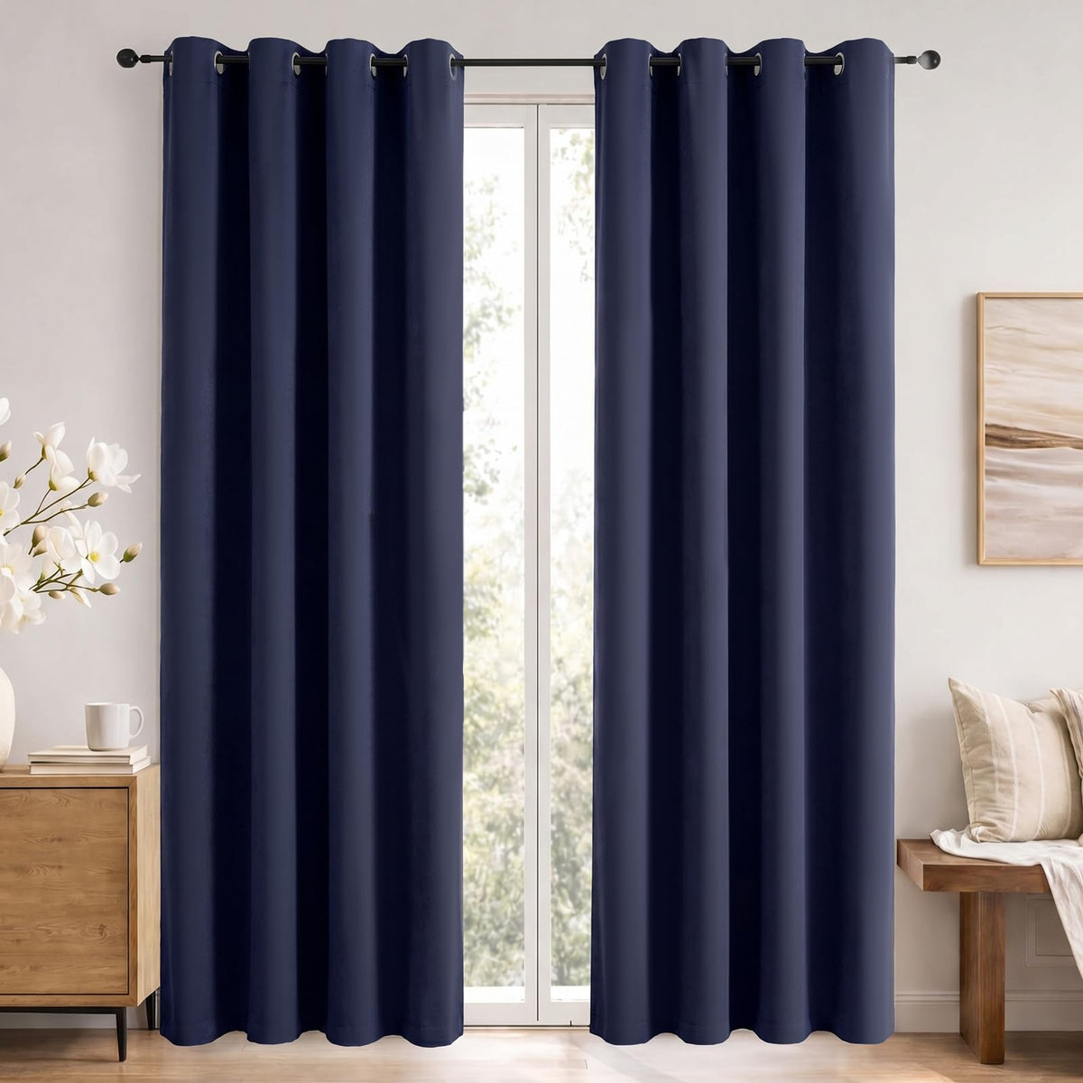 Simplebrand Sage Green Blackout Curtains 84 Inch Length 2 Panels Set for Bedroom/Living Room, Solid Room Darkening Thermal Insulated Grommet Energy Saving Window Treatment Drapes, Each 52" Wide