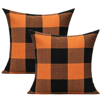 VAKADO Outdoor Plaid Throw Pillow Covers 18x18 Set of 2, Black & White