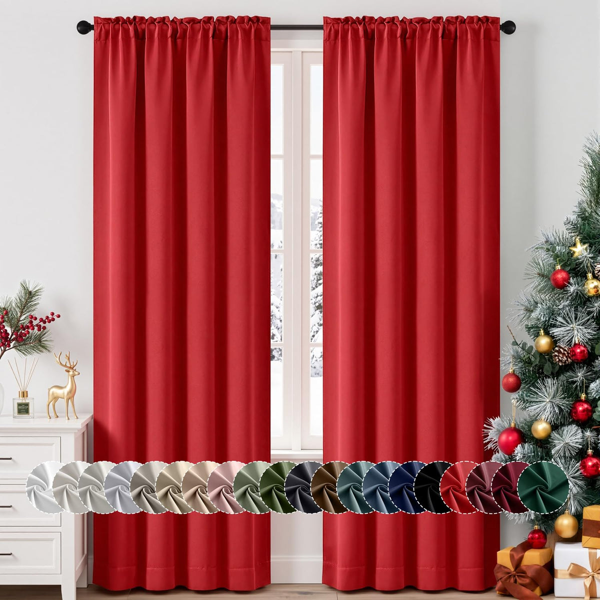 MIULEE Stone Blue Blackout Curtains for Bedroom Living Room 40"x63" 2 Panel