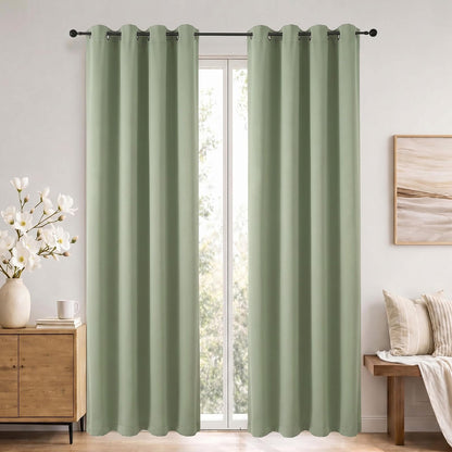 Simplebrand Sage Green Blackout Curtains 84 Inch Length 2 Panels Set for Bedroom/Living Room, Solid Room Darkening Thermal Insulated Grommet Energy Saving Window Treatment Drapes, Each 52" Wide
