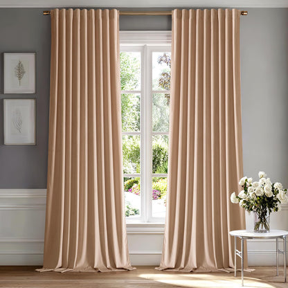 MIULEE Velvet Curtains 52x84 inches 2 Panels Olive Green Blackout Curtains