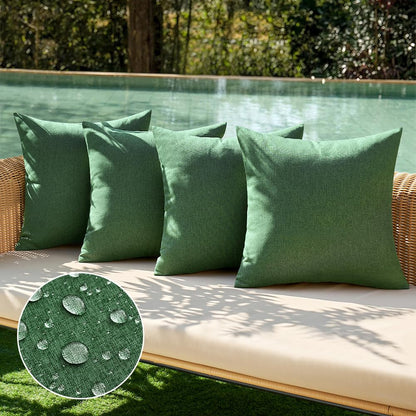 MIULEE Pack of 4 Decorative Outdoor Throw Pillow Covers Linen Waterproof Pillow Covers Summer Farmhouse Cushion Cases for Patio Garden Tent Balcony Couch Sofa 18x18 Inch Red/Turquoise