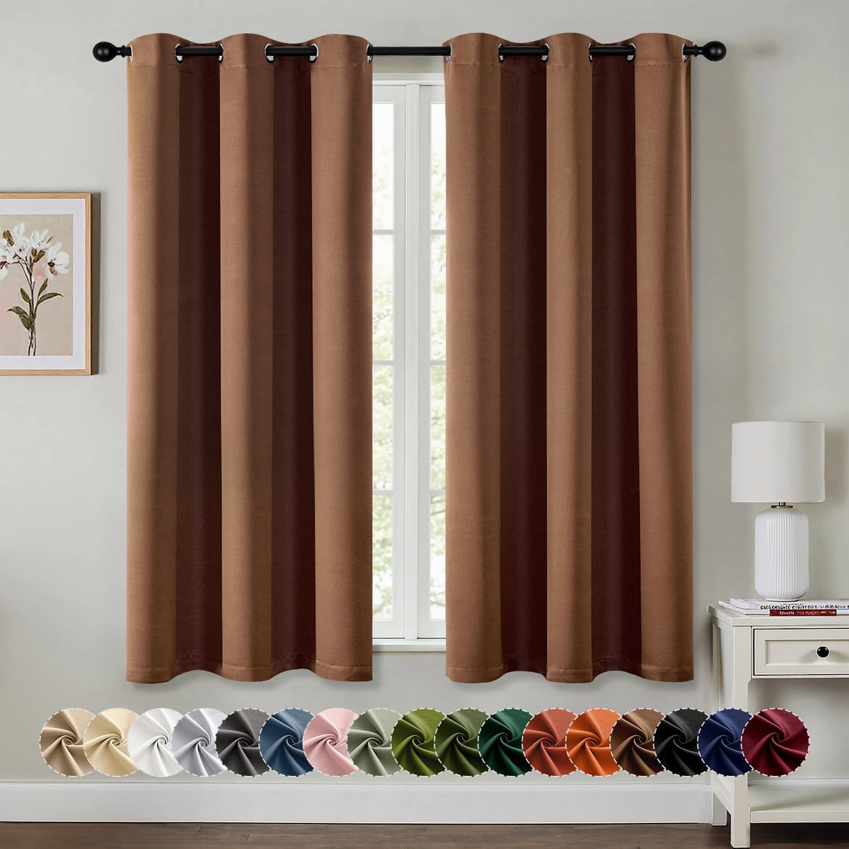 MIULEE Blackout Curtains for Bedroom 2 Panels 40 x 63 Inch Long Dark Grey
