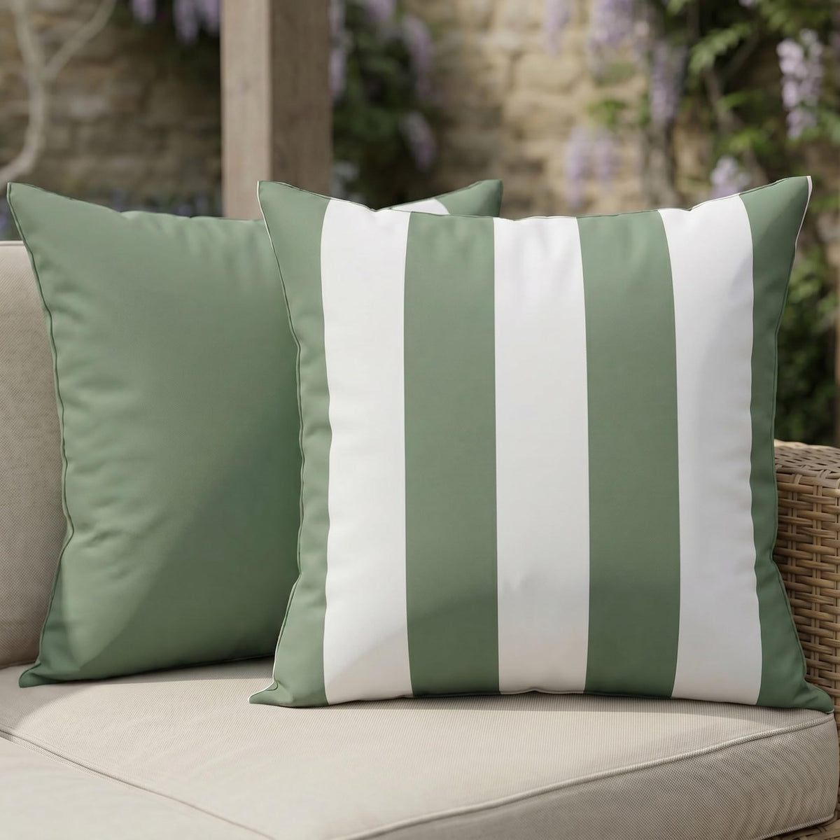 Decorative Outdoor Pillows Set of 2 - Waterproof 18x18 Throw Pillow Covers