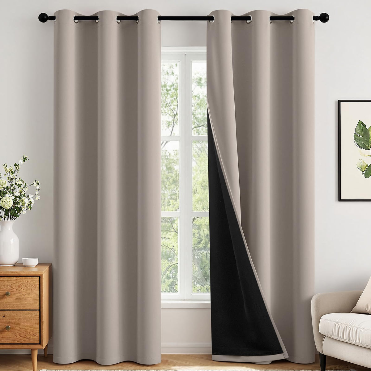 MIULEE Cream 100% Blackout Curtains for Bedroom 40x63 Inch Long
