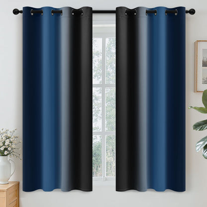 Yakamok Ombre Curtains Blue and Greyish White for Living Room,52Wx84L