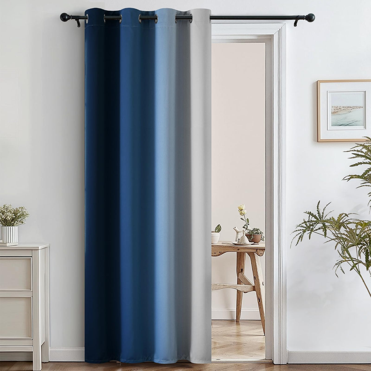 SimpleHome Ombre Black to Grey White Curtains for Living Room 52Wx84L
