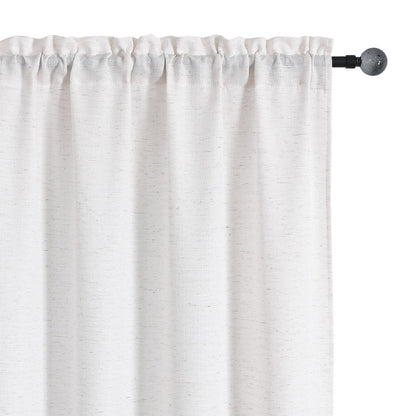 Chyhomenyc White Curtains 45 Inch Length 2 Panels, Faux Linen Textured