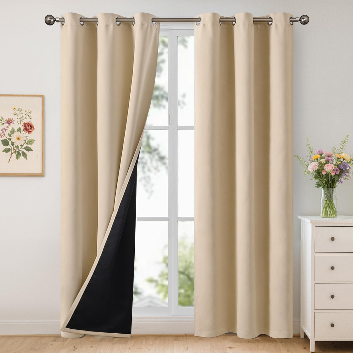 YoungsTex Black Blackout Curtains for Bedroom, Thermal Drapes Heat Blocking