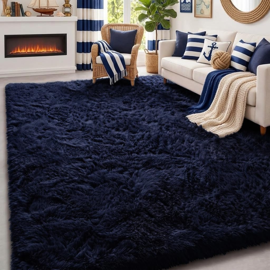 Fluffy Grey Rug for Bedroom 4x6, Modern Area Rugs for Kids Room Living Room