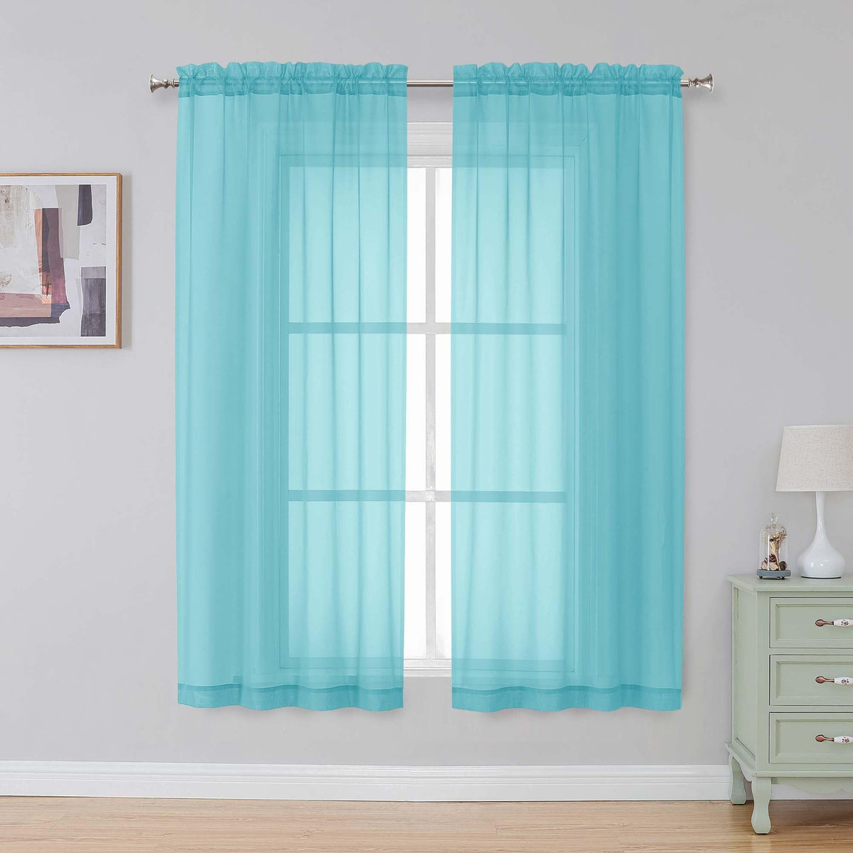 Simplebrand Black Sheer Curtains 84 Inches Long 2 Panels for Living Room