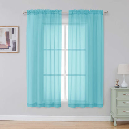 Simplebrand Black Sheer Curtains 84 Inches Long 2 Panels for Living Room