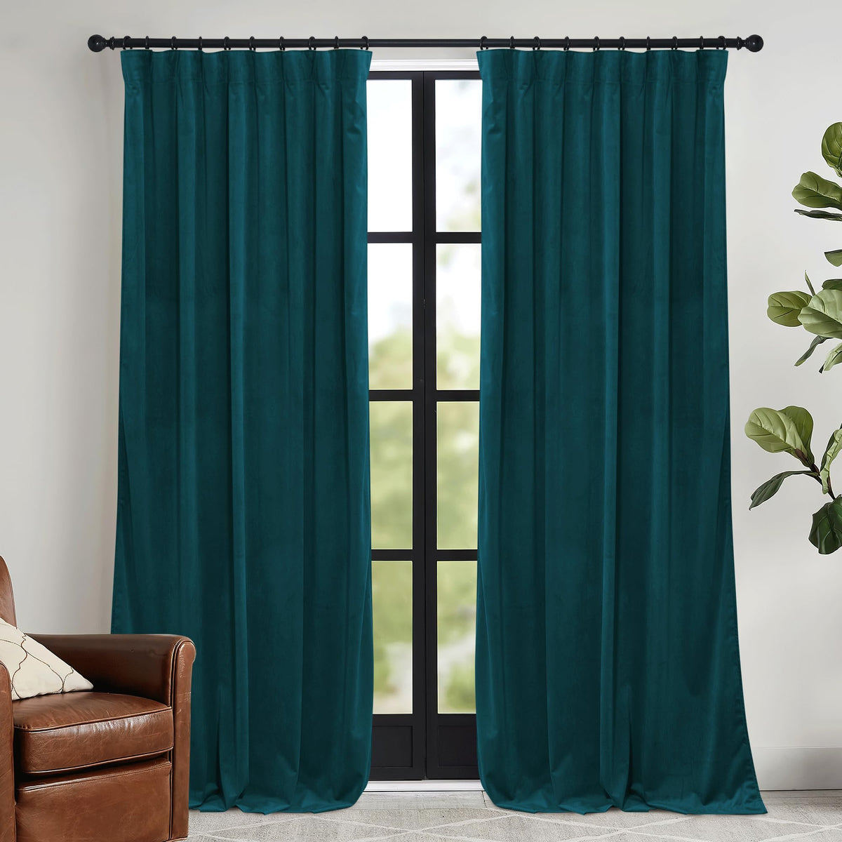 RYB HOME Sage Green Velvet Curtains 84 inches for Bedroom Living Room