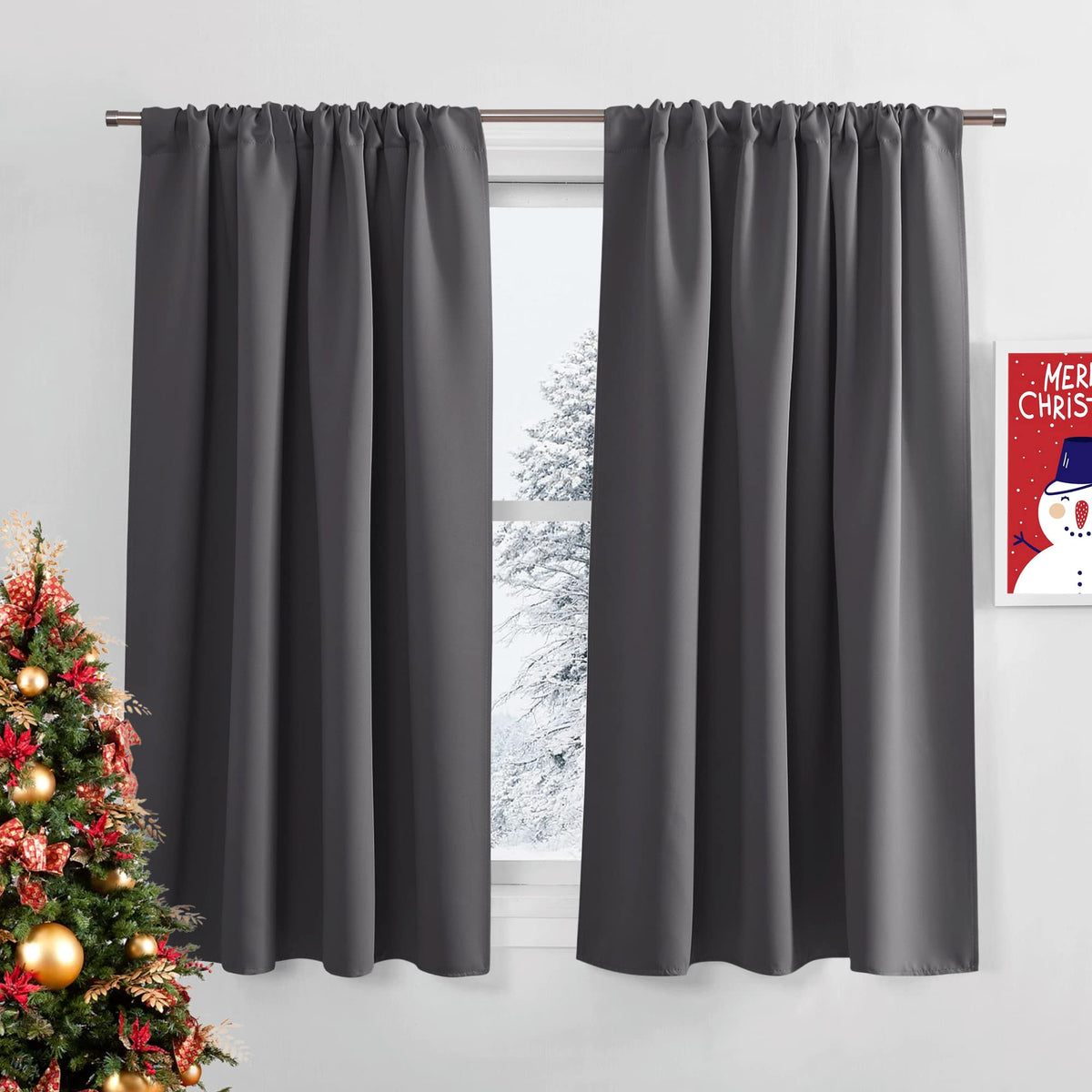 PONY DANCE Black Out Curtains 72 inch Long, Black, 2 Panels