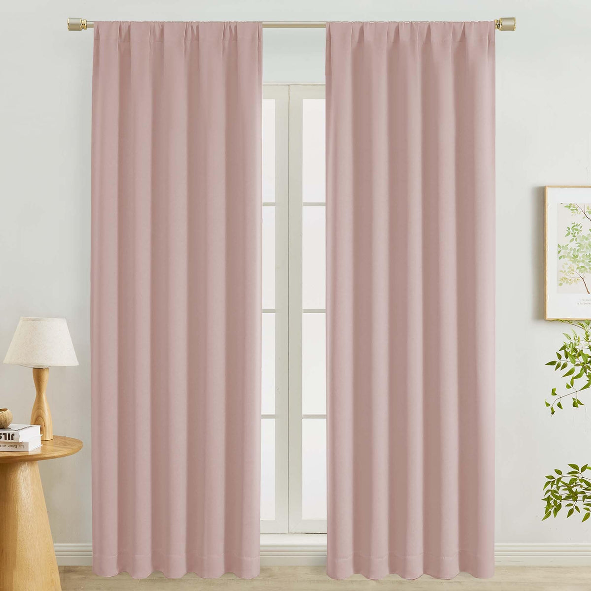 Lecloud Sage Green Room Darkening Curtains 54 Inch Length 2 Panels, Window Curtains for Bedroom, Energy Thermal Insulating Rod Pocket Curtain Drapes for Small Window, 40" W x 54" L