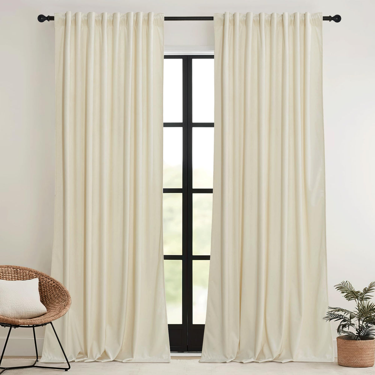 RYB HOME Sage Green Velvet Curtains 84 inches for Bedroom Living Room