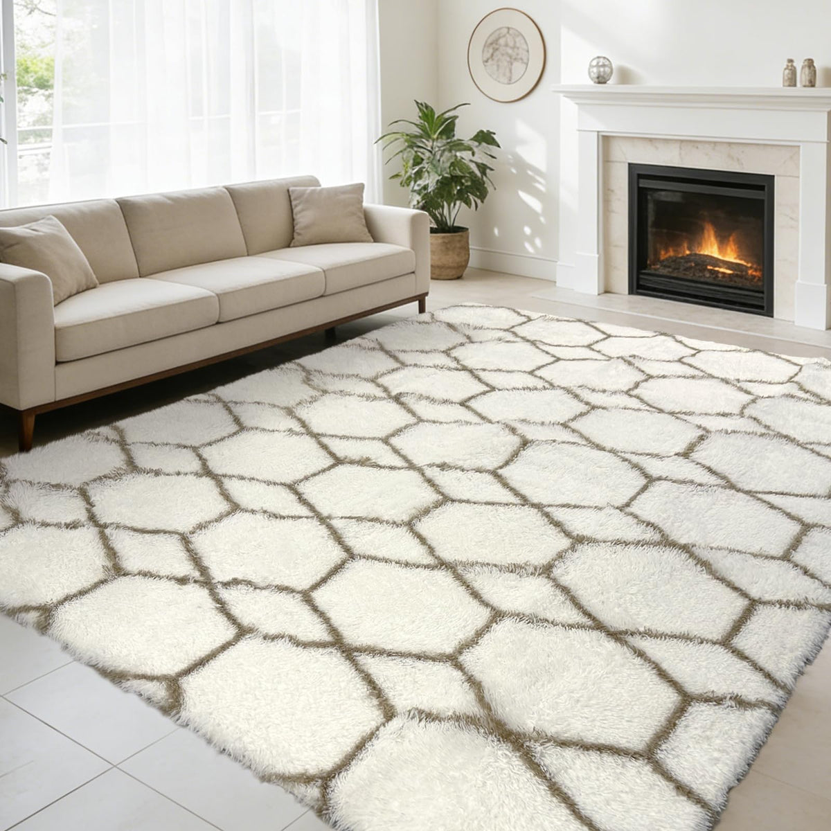 8x10 Fluffy Area Rugs for Living Room,Black Large Shag Area Rug for Bedroom