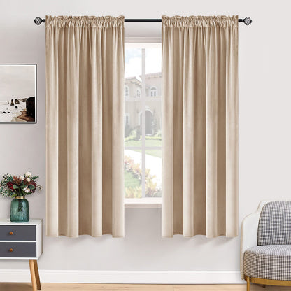 MIULEE Dusty Rose Pink Velvet Room Darkening Curtains for Bedroom W52 x L84