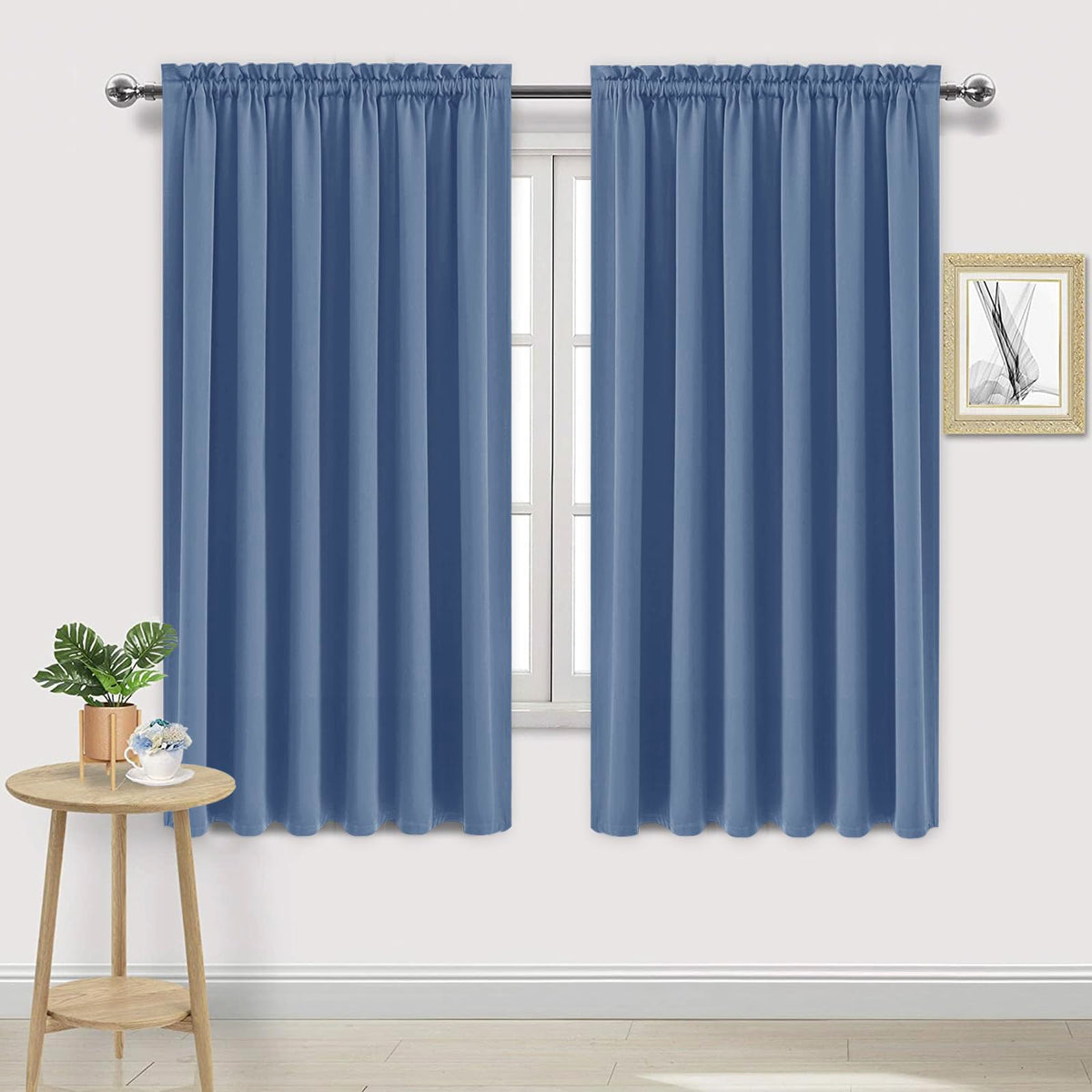 DWCN Blackout Curtains for Bedroom Living Room 42 x 63 Inch Long Black