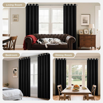 Joydeco Blackout Curtains for Bedroom 84 Inch - Black Out Curtains with Grommets Thermal Insulated Room Darkening Light Blocking, Noise Reducing & Wrinkle-Free Drapes for Living Room Windows, 2 Panels